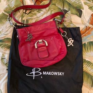 B. Makowsky Red Leather Crossbody Bag
